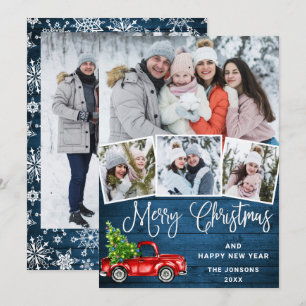 Tarjeta Festiva 5 Fotografía Merry Christmas Red Farm Truck