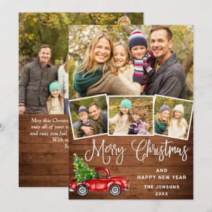 Tarjeta Festiva 5 Fotografía Merry Christmas Red Farm Truck