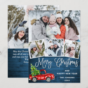 Tarjeta Festiva 5 Fotografía Merry Christmas Red Farm Truck