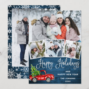 Tarjeta Festiva 5 Fotografía Merry Christmas Red Farm Truck
