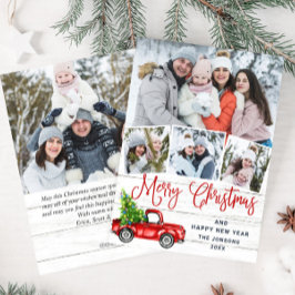 Tarjeta Festiva 5 Fotografía Merry Christmas Red Farm Truck