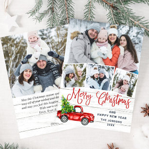 Tarjeta Festiva 5 Fotografía Merry Christmas Red Farm Truck