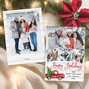 Tarjeta Festiva 5 Fotografía Merry Christmas Red Farm Truck