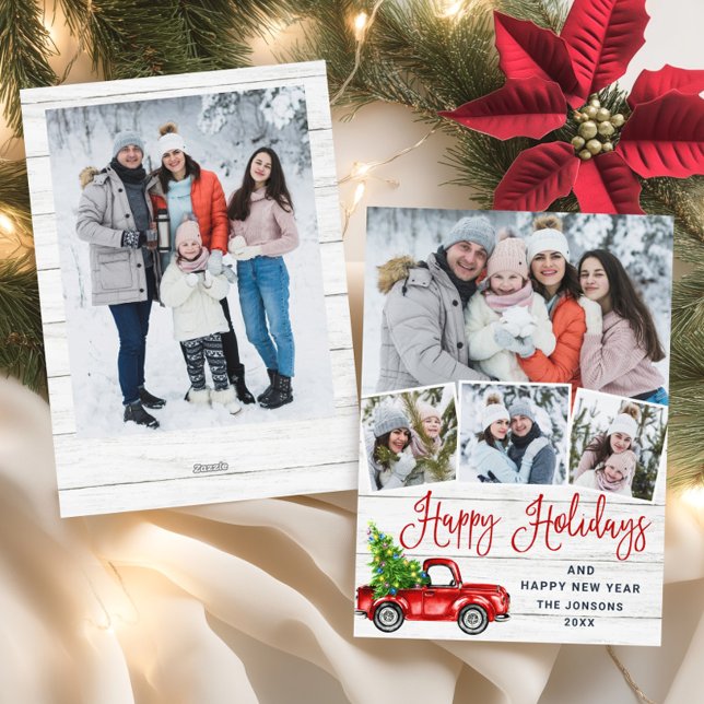 Tarjeta Festiva 5 Fotografía Merry Christmas Red Farm Truck (Subido por el creador)