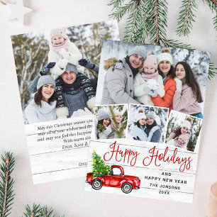 Tarjeta Festiva 5 Fotografía Merry Christmas Red Farm Truck
