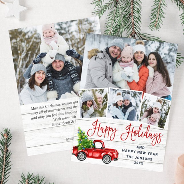 Tarjeta Festiva 5 Fotografía Merry Christmas Red Farm Truck (Subido por el creador)