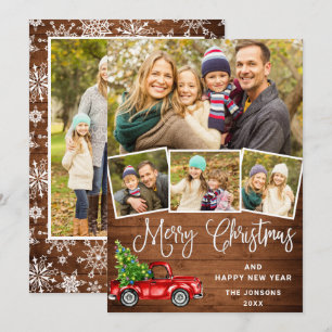 Tarjeta Festiva 5 Fotografía Merry Christmas Red Farm Truck