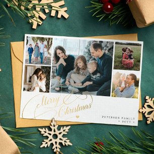 Tarjeta Festiva 5 fotos Recolección de guiones elegantes de Feliz 