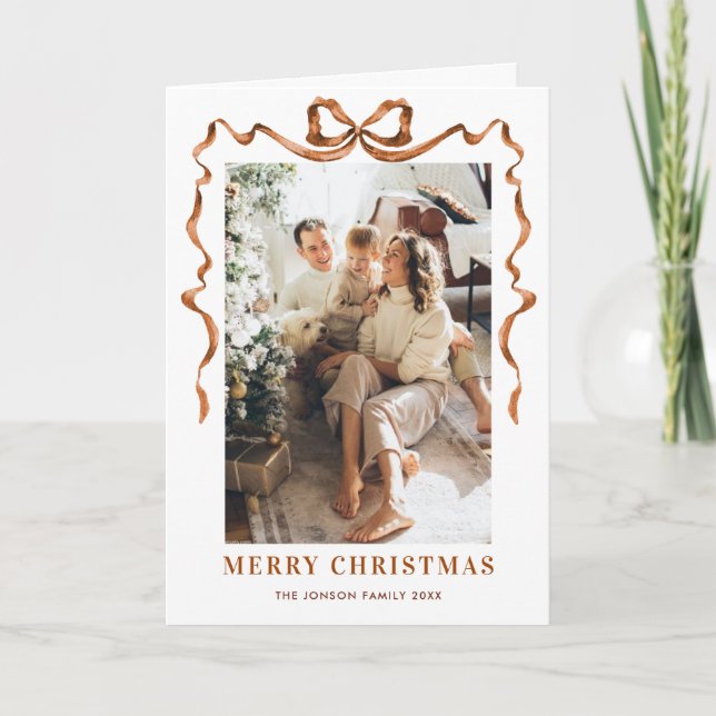 Tarjeta Festiva 5 Navidades de Boho Beige en festividad fotográfic (Anverso)