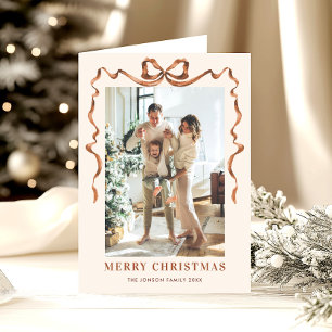 Tarjeta Festiva 5 Navidades de Boho Beige en festividad fotográfic