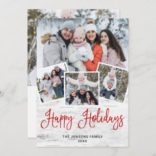 Tarjeta Festiva 5 Navidades de FOTO Saludo Rústico de Birch Bark