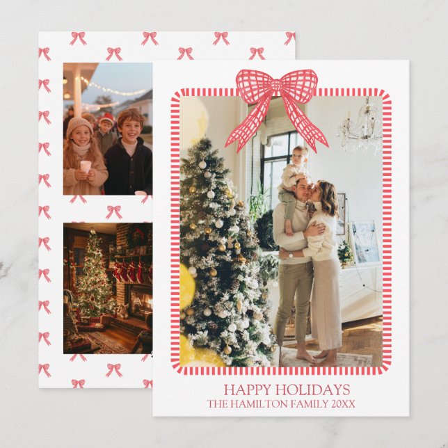 Tarjeta Festiva 5 Navidades de fotografía Coquette Bow Grandmillen