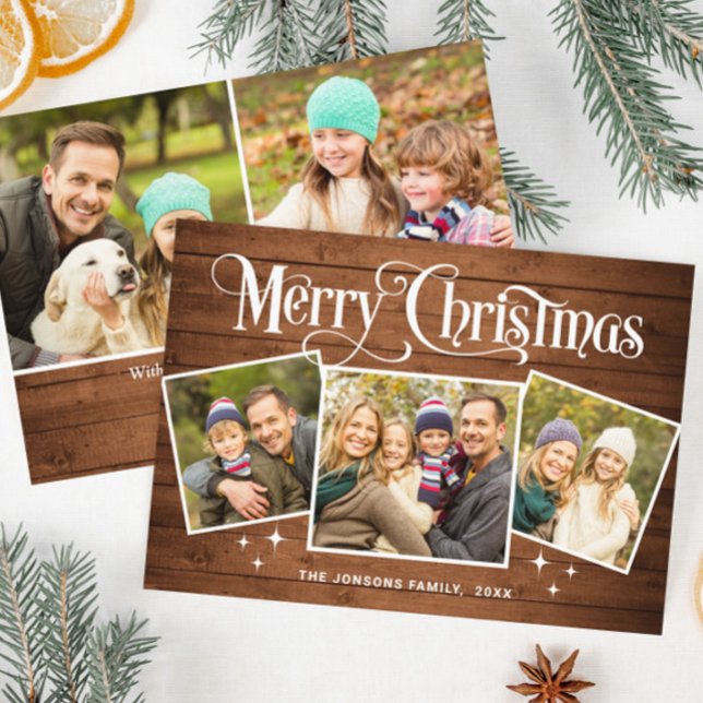 Tarjeta Festiva 5 Navidades de FOTOGRAFÍA Rustic Brown Wood Grey B (Subido por el creador)