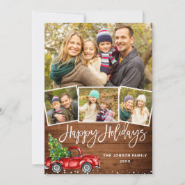Tarjeta Festiva 5 Navidades Retro de FOTO Saludo Rústico del Camió