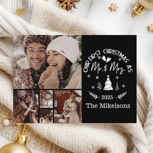 Tarjeta Festiva 5 Photo First Christmas as Mr. & Mrs (Subido por el creador)