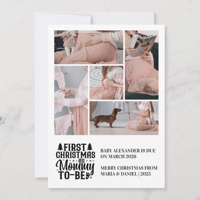 Tarjeta Festiva 5 Photo Mommy to be Christmas Pregnancy  (Anverso)