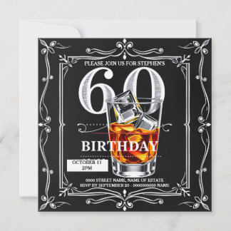 Tarjeta Festiva 60.ª tiza masculina de whisky