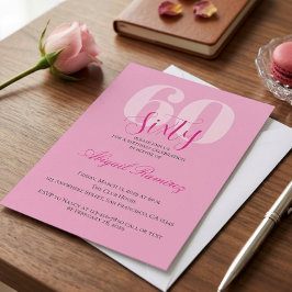 Tarjeta Festiva 60th Birthday Party Invitation Pink Photo Custom