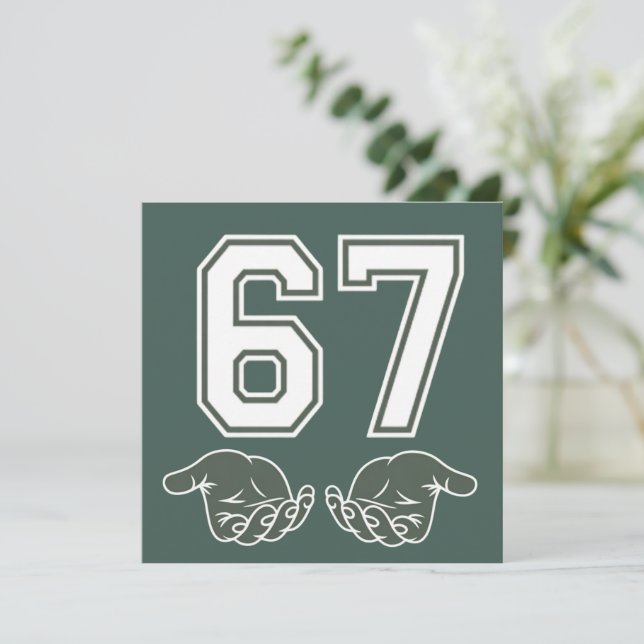 Tarjeta Festiva 67 Hand Funny Six Seven Meme Generation Alpha  (Anverso de pie)