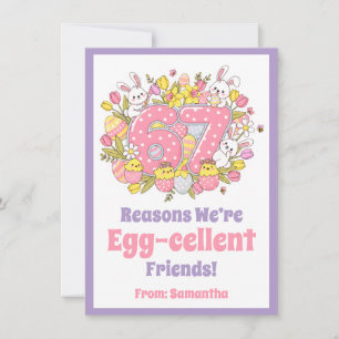 Tarjeta Festiva ¡67 Razones por las que somos amigos Egg-cellentes