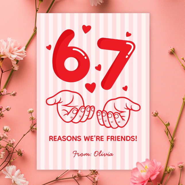 Tarjeta Festiva 67 Reasons We’re Friends! Kids Valentine’s Day (Subido por el creador)