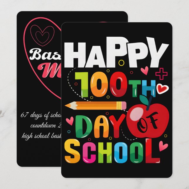 Tarjeta Festiva 67 School Days, Basketball Mom Journey 2026 (Anverso / Reverso)