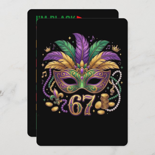 Tarjeta Festiva 67 Six Seven Mardi-Gras Black History 2026 (Anverso / Reverso)