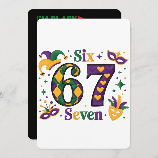 Tarjeta Festiva 67 Six Seven Mardi-Gras Black History 2026 (Anverso / Reverso)