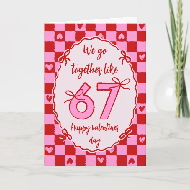 Tarjeta Festiva 6 7 Meme Trendy Coquette Bow Valentines Day (Anverso)
