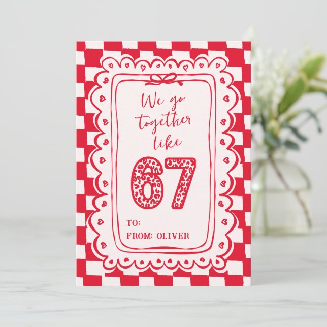 Tarjeta Festiva 6 7 Meme Trendy  Funny Valentines Day Cards (Anverso de pie)