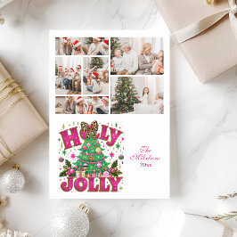 Tarjeta Festiva 6 Brillo de Foto Leopardo Lazo Holly Jolly
