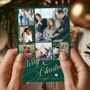 Tarjeta Festiva 6 collage de fotos Familia de guiones de Feliz Nav