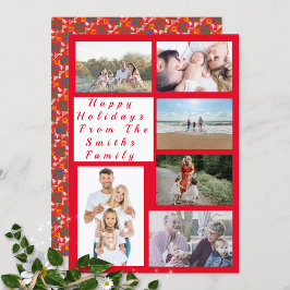 Tarjeta Festiva 6 Collage de fotos- feliz fiesta de vacaciones tar