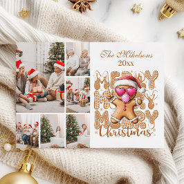 Tarjeta Festiva 6 Foto Navideña Pan de Jengibre Adorable