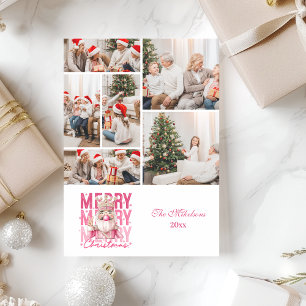 Tarjeta Festiva 6 Foto Navideño Antiguo Cascanueces Rosa