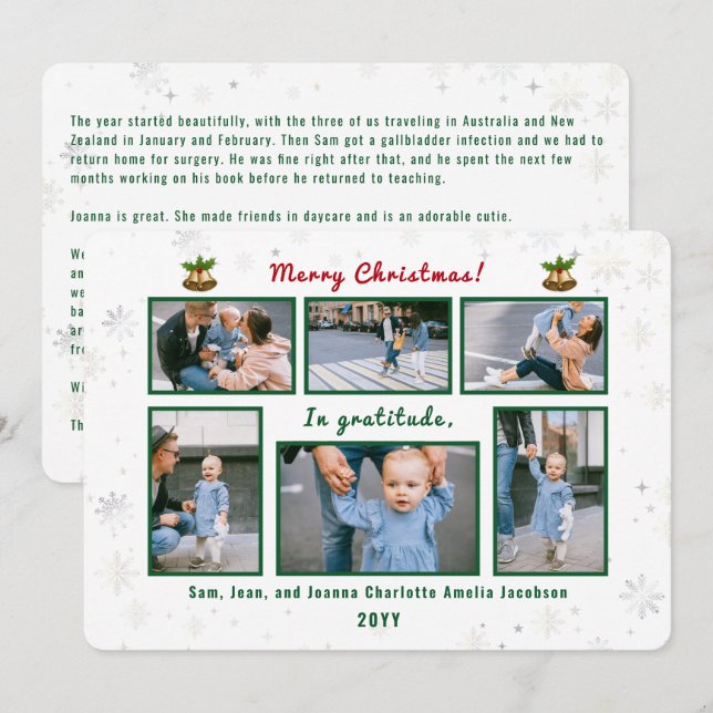Tarjeta Festiva 6 Fotos Carta Collage Cute Elegante Personalizada (Anverso / Reverso)