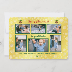 Tarjeta Festiva 6 fotos Collage Cute Elegante Oro Personalizado