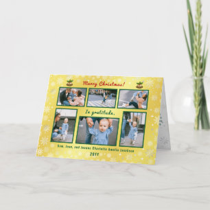 Tarjeta Festiva 6 fotos Collage Cute Elegante Oro Personalizado