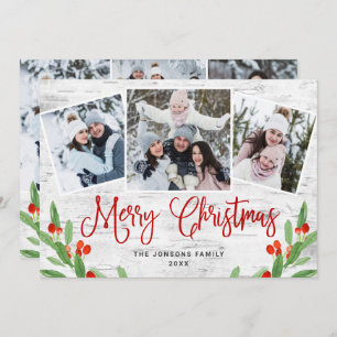 Tarjeta Festiva 6 Navidades de FOTO Saludo Rústico de Birch Bark