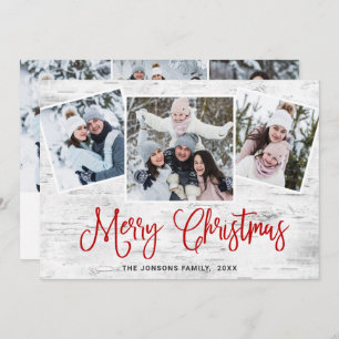 Tarjeta Festiva 6 Navidades de FOTO Saludo Rústico de Birch Bark