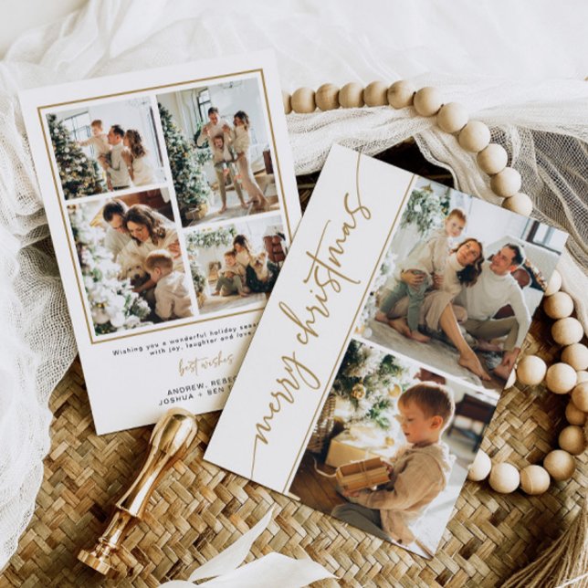 Tarjeta Festiva 6 Navidades de fotografía con elegancia de oro mod (Subido por el creador)