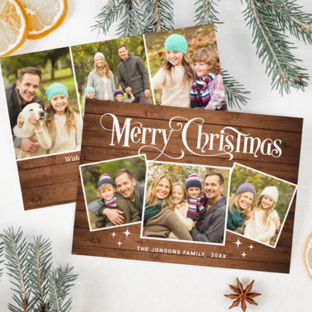 Tarjeta Festiva 6 Navidades de FOTOGRAFÍA Rustic Brown Wood Grey B (Subido por el creador)