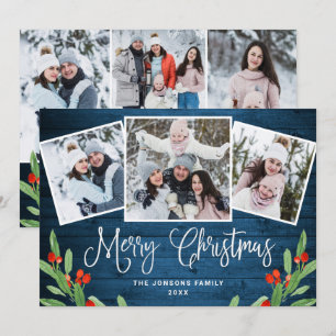 Tarjeta Festiva 6 Navidades FOTOGRÁFICOS Saludo Rústico De Madera