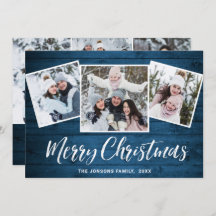 6 Navidades FOTOGRÁFICOS Saludo Rústico De Madera