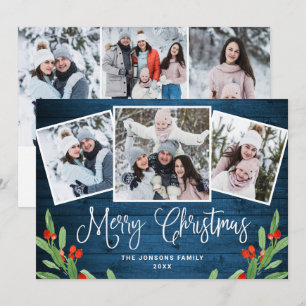 Tarjeta Festiva 6 Navidades FOTOGRÁFICOS Saludo Rústico De Madera