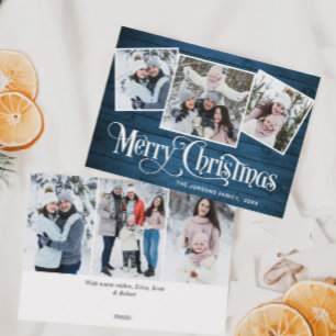 Tarjeta Festiva 6 Navidades FOTOGRÁFICOS Saludo Rústico De Madera