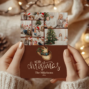 Tarjeta Festiva 6 Navidades Gorras de Cowboy occidentales fotográf