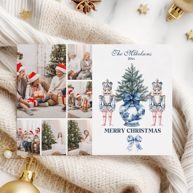 Tarjeta Festiva 6 Photo Blue Chinoiserie Nutcracker Christmas (Subido por el creador)