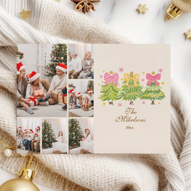 Tarjeta Festiva 6 Photo Bright Ribbon Trees Holiday Family (Subido por el creador)