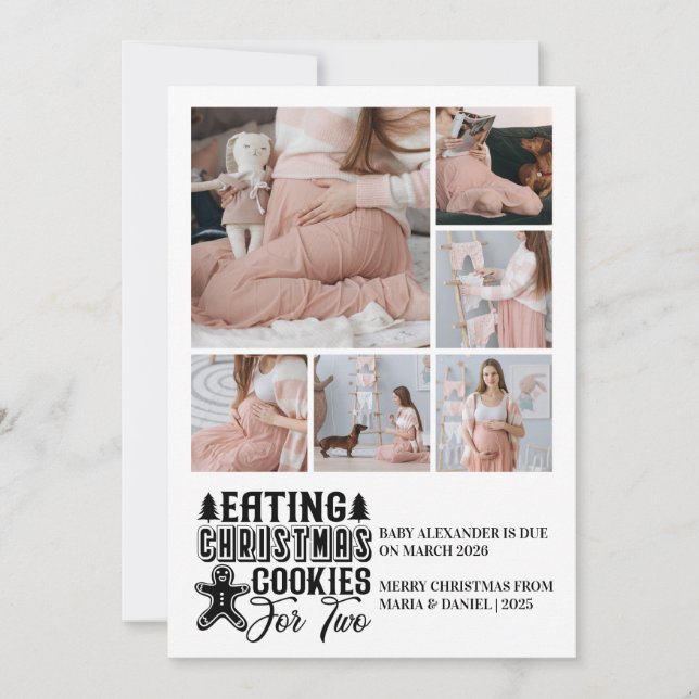 Tarjeta Festiva 6 Photo Christmas Cookies for 2 Pregnancy  (Anverso)
